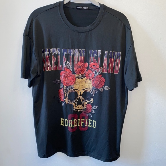 SHEIN Tops - Skeleton Island Graphic Tee